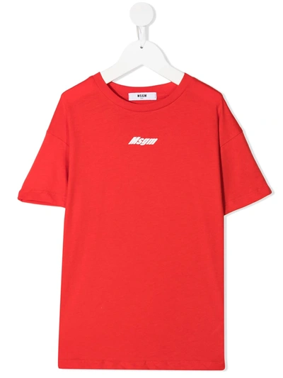 Msgm Kids' Logo-print T-shirt In Red