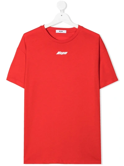 Msgm Teen Logo-print T-shirt In Red