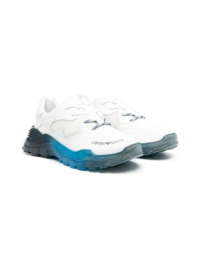 Emporio Armani Teen Logo-print Low-top Sneakers In White