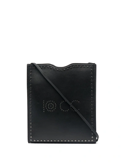 10 Corso Como Logo-studded Leather Shoulder Bag In Black