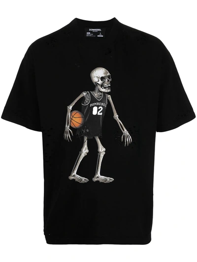 Domrebel Skull Basketball Print T-shirt In Black