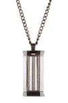 STEVE MADDEN TWO-TONE WIRED DESIGN RECTANGULAR DOGTAG CURB CHAIN NECKLACE,190094572337