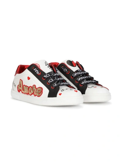 Dolce & Gabbana Babies' Logo-print Lace-up Trainers In White