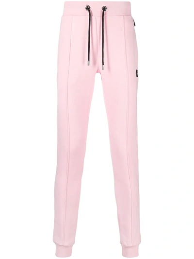 Philipp Plein Skinny-fit Track Trousers With Logo Patch In Pink