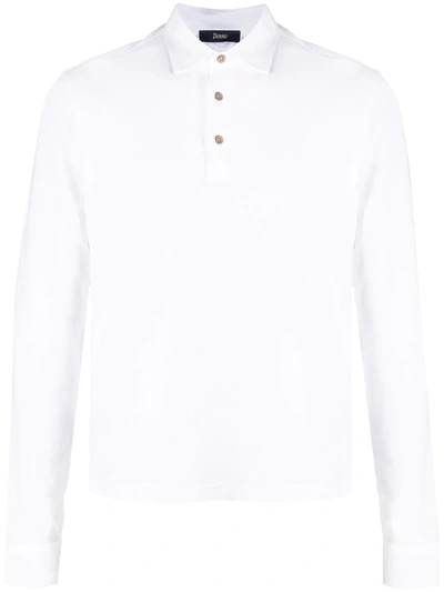 Herno Long Sleeved Polo Jersey Crepe In White