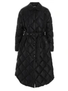 Burberry Mablethorpe Long Down Jacket With Belt In Black