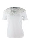 ERMANNO SCERVINO SHORT SLEEVE CREW NECK T-SHIRT WITH LACE INSERTS,D382L300 BIO10601