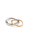 AGMES WOMEN'S ASTRID 14K GOLD AND SILVER RING SET