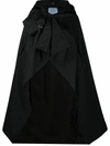 Prada Black Gabardine Re-nylon Hooded Cape In Black