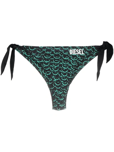 Diesel Abstract-print Bikini Briefs In Black