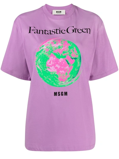 Msgm Purple Fantastic Green T-shirt