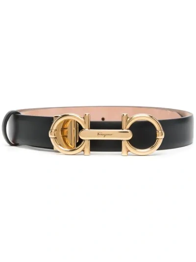 Ferragamo Gancini Buckle Belt In Black