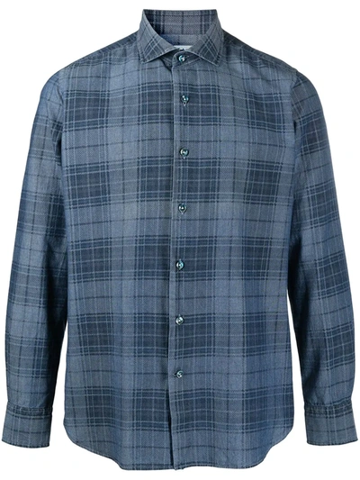 Orian Check Print Shirt In Blue