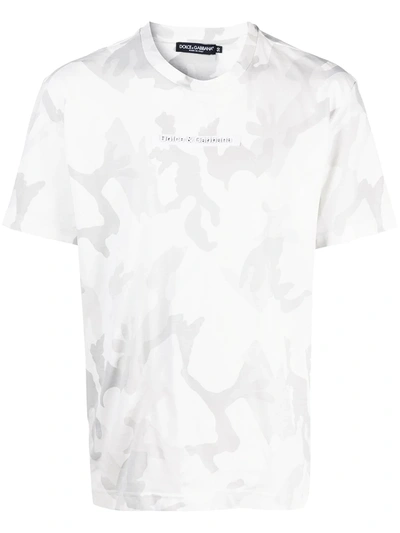 Dolce & Gabbana Kids' Camouflage Jersey T-shirt With Logo In Light Grey