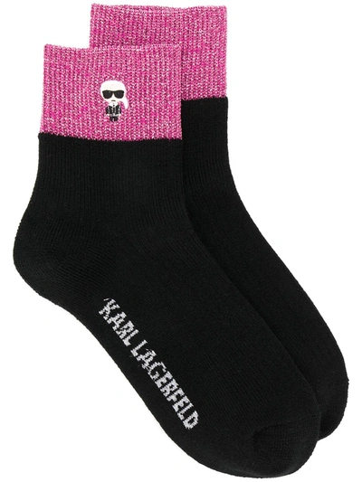 Karl Lagerfeld K/ikonik Glitter Socks In Black