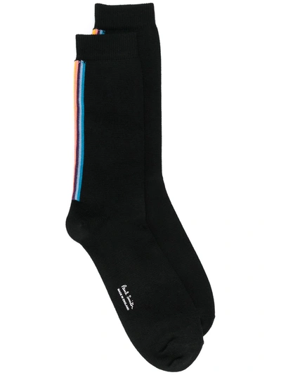 Paul Smith Striped Ankle Socks In Black