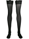 Wolford Touch 20 Denier Stayup Satin Thigh Highs In Black