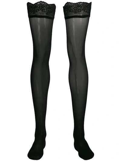 Wolford Touch 20 Denier Stayup Satin Thigh Highs In Black