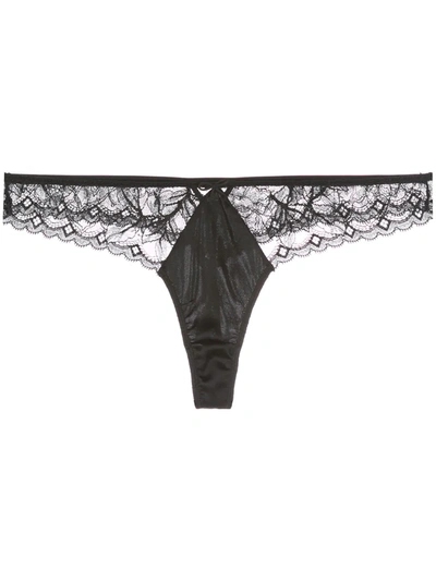 Fleur Du Mal Gardenia Lace Thong In Black