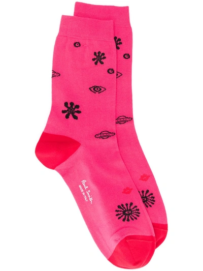 Paul Smith All-over Print Socks In Pink