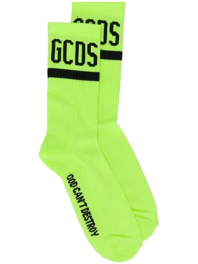 Gcds God Can't Destroy Streetwear Logo Socks In Yellow