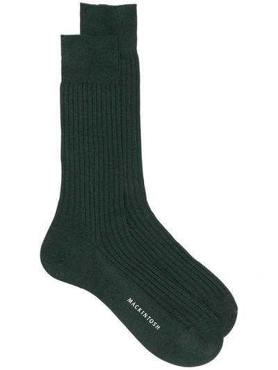 Mackintosh Mid-calf Ribbed Knit Socks In Green