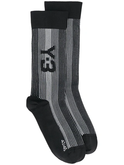 Y-3 Striped Logo-jacquard Socks In Black