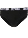 Moschino Logo-waistband Briefs In Black
