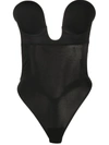 Fashion Forms U-plunge Self-adhesive Backless Thong Bodysuit In Black