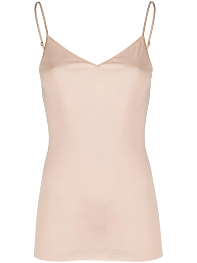 Hanro Cotton Seamless V-neck Cami In Iced Cappuccino