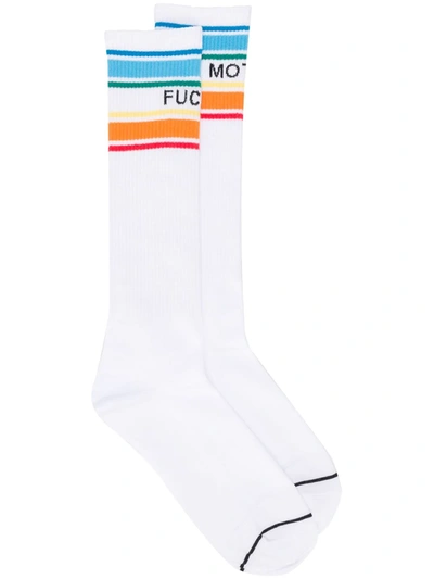 Mother Striped Socks In White