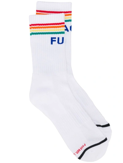 Mother Stripe-print Socks In White