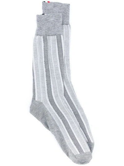 Thom Browne Rwb-jacquard Socks In Grey