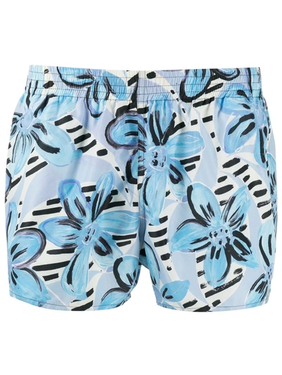 Marni Blue Brushed Daisy Print Swim Shorts In Bdb12 Artic Daisy Pr