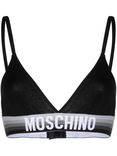 Moschino Logo-waistband Sports Bra In Black