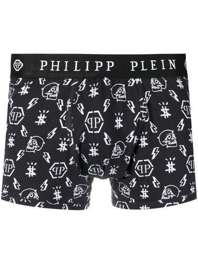 Philipp Plein Monogram Pattern Boxers In Black