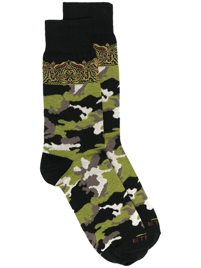 Etro Camouflage Print Socks In Black