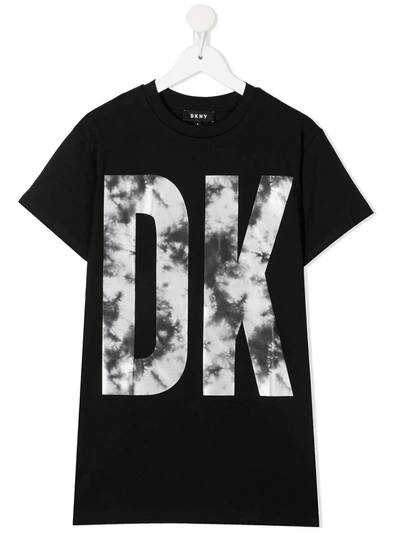 Dkny Kids' Logo-print T-shirt Dress In Black