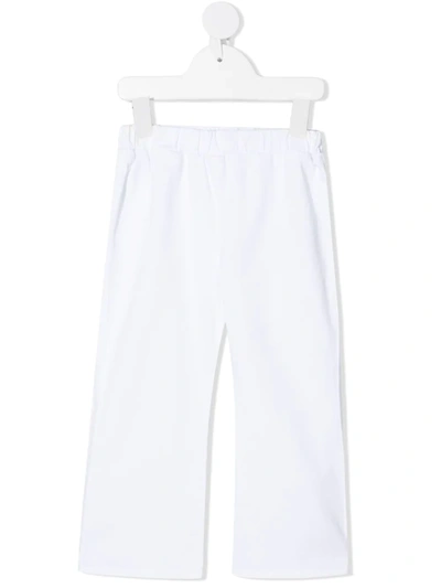 Douuod Kids' White Stretch-cotton Blend Trousers In Bianco