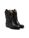 GALLUCCI TEEN TEXAN CONTRAST-STITCHING LEATHER BOOTS