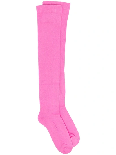 Rick Owens Phlegethon Ribbed Socks In Pink