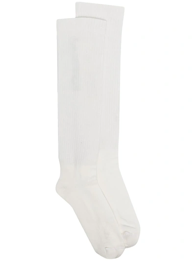 Rick Owens Phlegethon Ribbed Socks In White