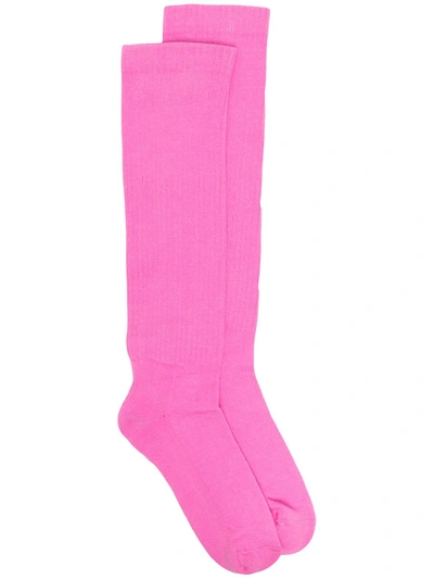 Rick Owens Phlegethon Ribbed Socks In Pink
