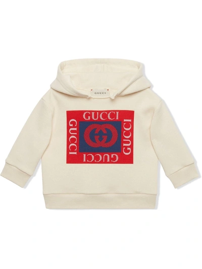 Gucci Babies' Logo印花连帽衫 In White