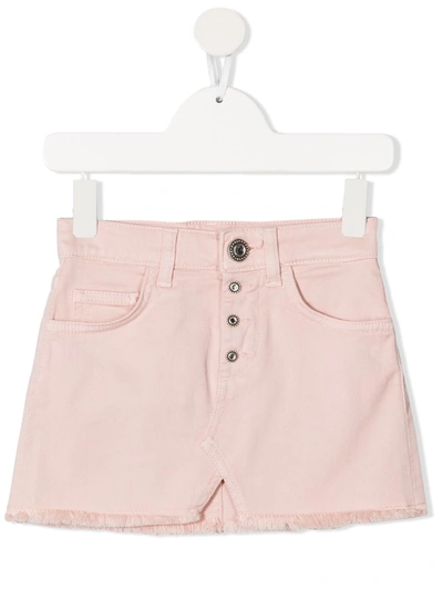 Dondup Teen Embellished Button Denim Skirt In Pink