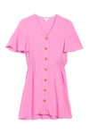 Abound Flutter Sleeve Button Front Dress In Pink Surprise