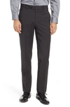 Zanella Devon Flat Front Classic Fit Bird's Eye Wool Dress Pants In Charcoal
