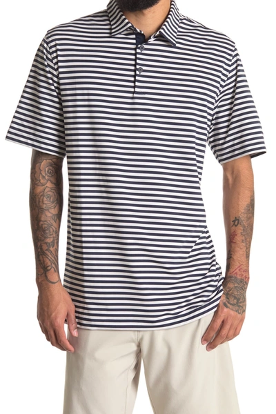 Adidas Golf Adipure Essential Stripe Polo Shirt In Conavy