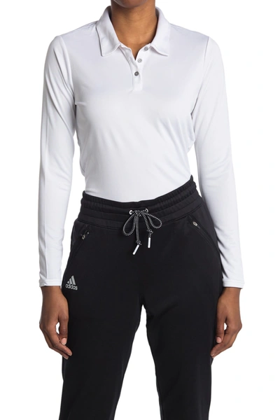 Adidas Golf Tournament Long Sleeve Polo In White