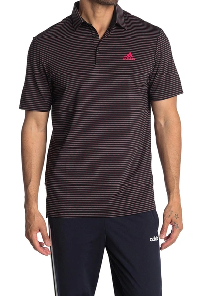 Adidas Golf Ultimate365 Space Dye Striped Polo In Black/powp